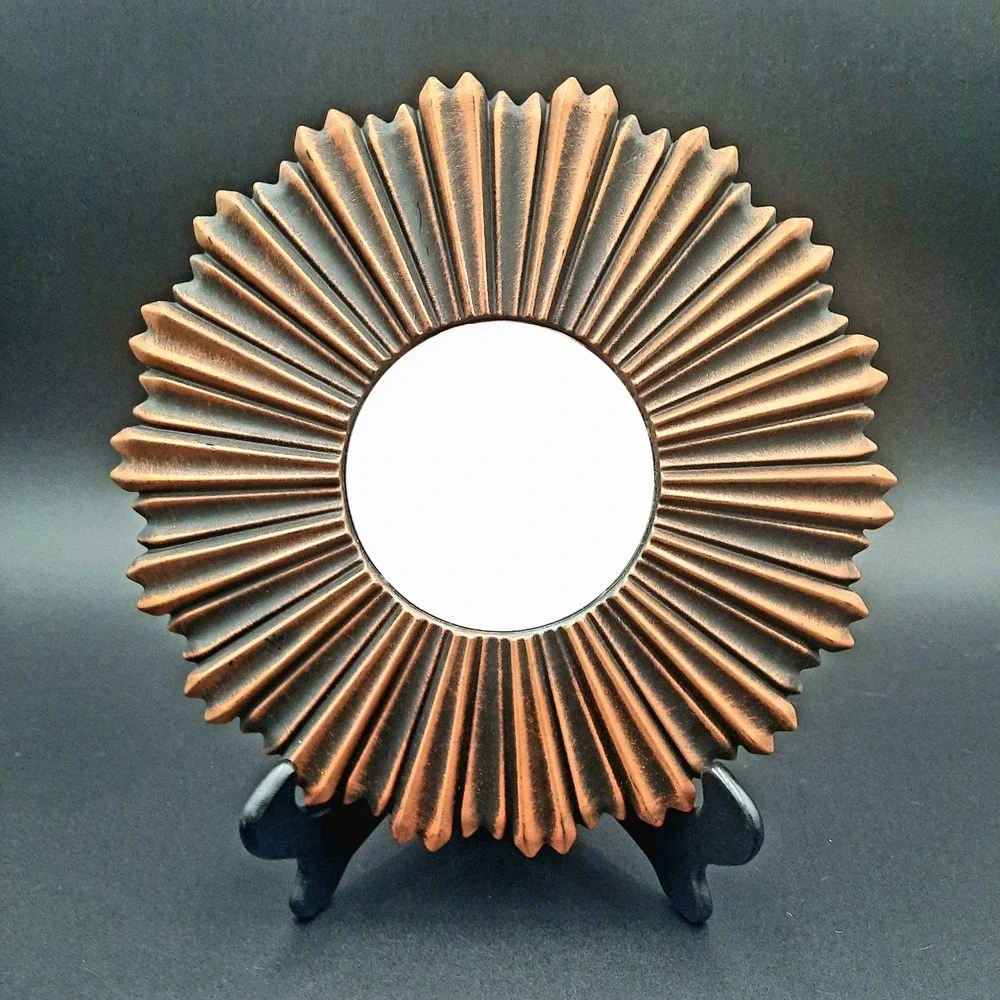 Set of 3 Sunburst Mirrors‎ Copper Bronze Starburst Wall Decor